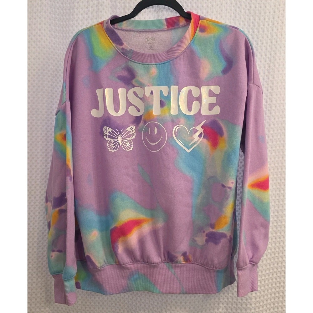 JUSTICE TYE DIE PURPLE SWEATSHIRT GIRLS SIZE XL 16/18 EXCELLENT